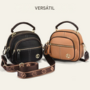 Bolsa transversal de couro com alça larga ajustável e compartimentos multifuncionais clássicos
