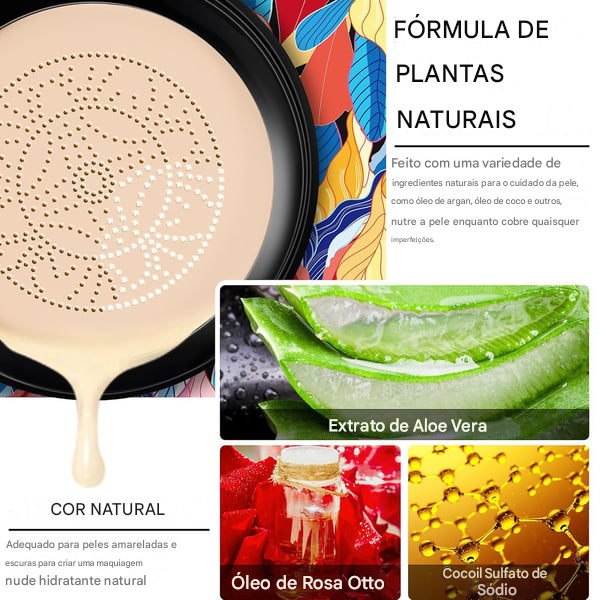 Creme CC com Almofada de Ar em Formato de Cabeça de Cogumelo 🌸