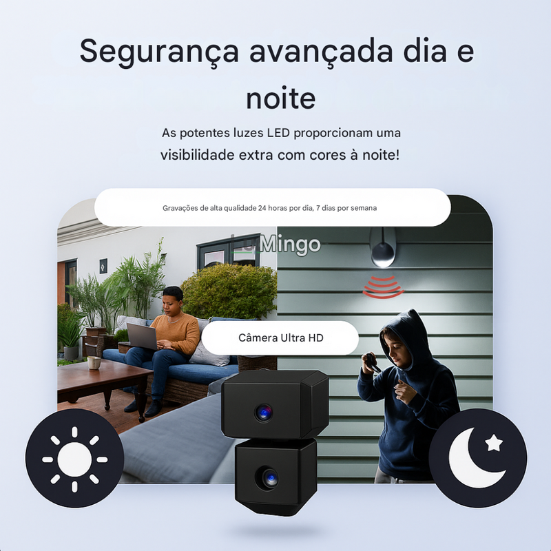 SafeCam Pro™ | Sempre protegido – mesmo sem internet ou energia elétrica