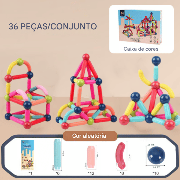 🔥Conjunto de bolas e hastes magnéticas - blocos de construção magnéticos educacionais - ( PROMOÇÃO DIAS DAS CRIANÇAS)