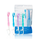 🎁Conjunto 5 em 1 de mini escova de dentes, fio dental, raspador de língua e palito