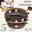Bolsa transversal de couro com alça larga ajustável e compartimentos multifuncionais clássicos