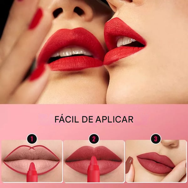 💋Lápis de batom fosco rotativos e apontáveis (COMPRE 1 LEVE 2)