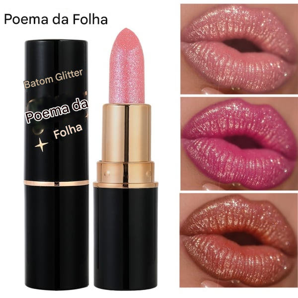 Brilho labial diamante, batom com glitter à prova d'água