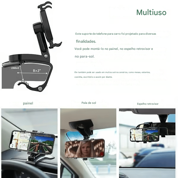 🏆Novo suporte giratório 360 graus para painel de carro