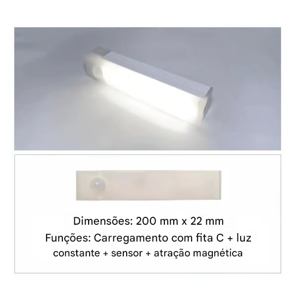 Luzes LED Magnéticas com Sensor Inteligente e Recarregáveis (Pacote Com 6und.)