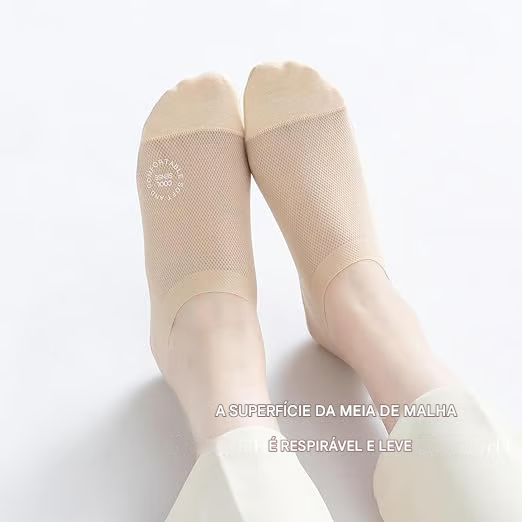 🔥 Meias Ultra Finas Invisíveis – Antiderrapantes de Algodão Combed
