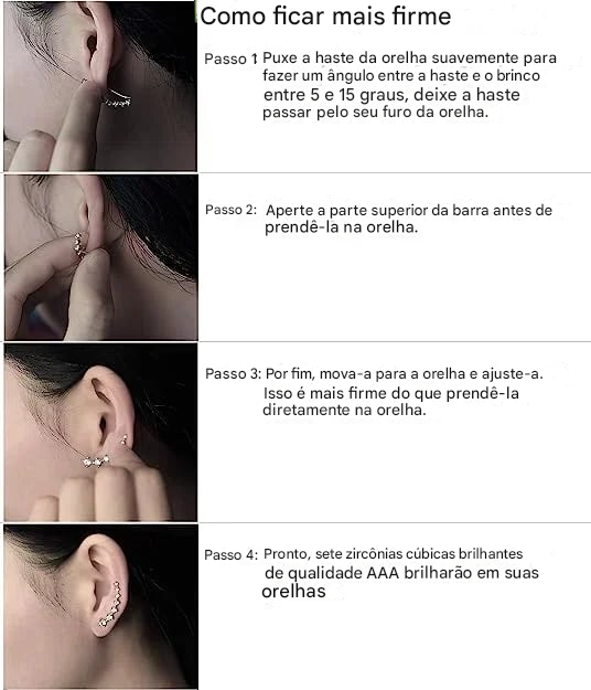 👂Brincos de Pino com Diamante Estrela de Sete Pontas