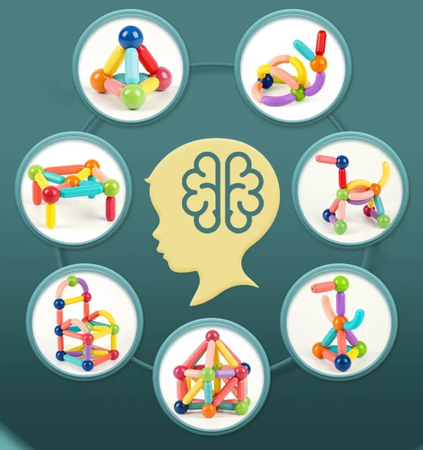 🔥Conjunto de bolas e hastes magnéticas - blocos de construção magnéticos educacionais - ( PROMOÇÃO DIAS DAS CRIANÇAS)