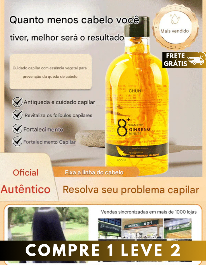 [Queima de Estoque🔥] Compre 1 Leve 2 - Xampu antiqueda de cabelo - Patente nº 1 em vendas no Brasil