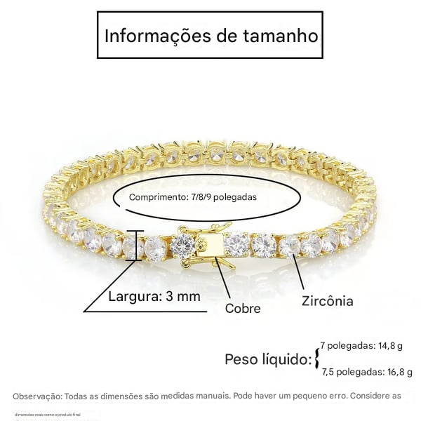 🔥 Pulseira de Zircão Brilhante