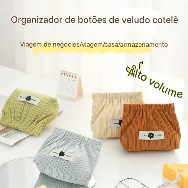 Organizador de Elásticos de Cabelo em Veludo Cotelê