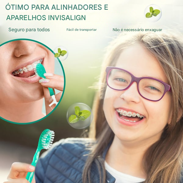 🎁Conjunto 5 em 1 de mini escova de dentes, fio dental, raspador de língua e palito