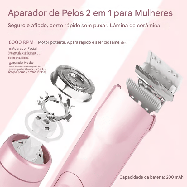 🏆Oferta Relâmpago⚡ Mais de 50 mil vendidos! Quase acabando — 💥🔥 Aparador Elétrico Feminino 2 em 1 Confort, Ótima Opção de Presente