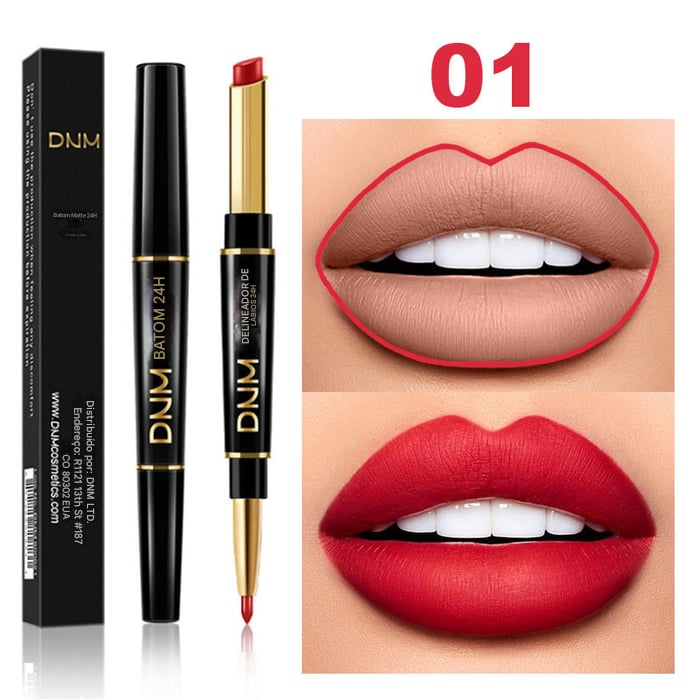 🔥Batom e Lápis de Lábios 2 em 1 à Prova d'Água