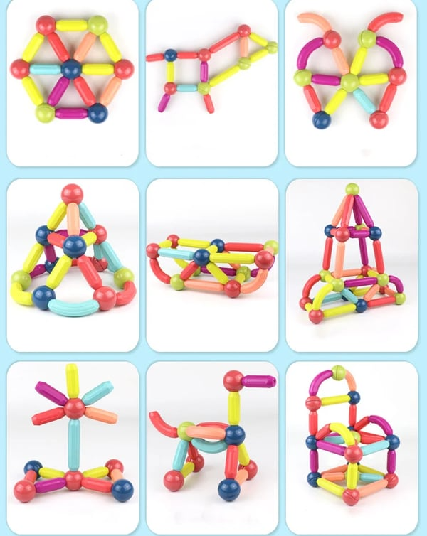 🔥Conjunto de bolas e hastes magnéticas - blocos de construção magnéticos educacionais - ( PROMOÇÃO DIAS DAS CRIANÇAS)