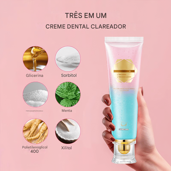 🦷 [Queima de Estoque🔥] Compre 1 Leve 2 Pasta de Dente Clareadora com Niacinamida!