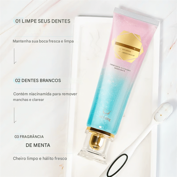 🦷 [Queima de Estoque🔥] Compre 1 Leve 2 Pasta de Dente Clareadora com Niacinamida!