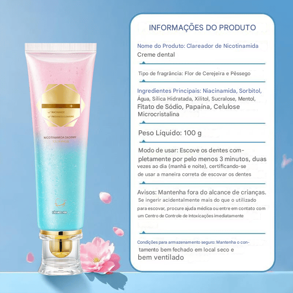 🦷 [Queima de Estoque🔥] Compre 1 Leve 2 Pasta de Dente Clareadora com Niacinamida!