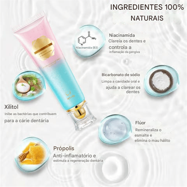 🦷 [Queima de Estoque🔥] Compre 1 Leve 2 Pasta de Dente Clareadora com Niacinamida!