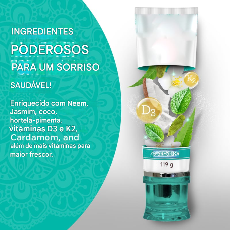 Pasta de Dente Clareadora sem Flúor com Hidroxiapatita (Compre 1 Leve 2)