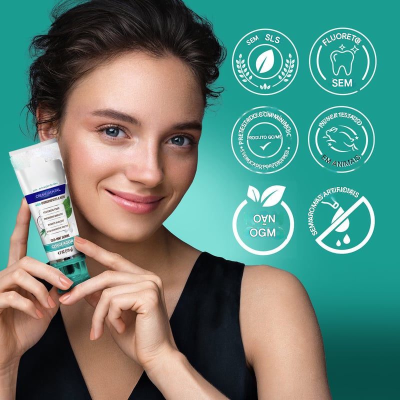 Pasta de Dente Clareadora sem Flúor com Hidroxiapatita (Compre 1 Leve 2)